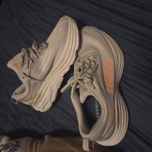 HOKA Gray BONDI 8 WIDE 9.5 Running Shoes